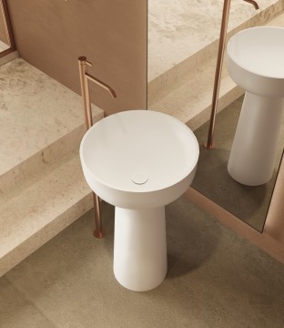 Раковина Солид Серфейс (Solid Surface) Vincea VBS-4SP02MW, 480*480*850, напольная, цвет белый матовый