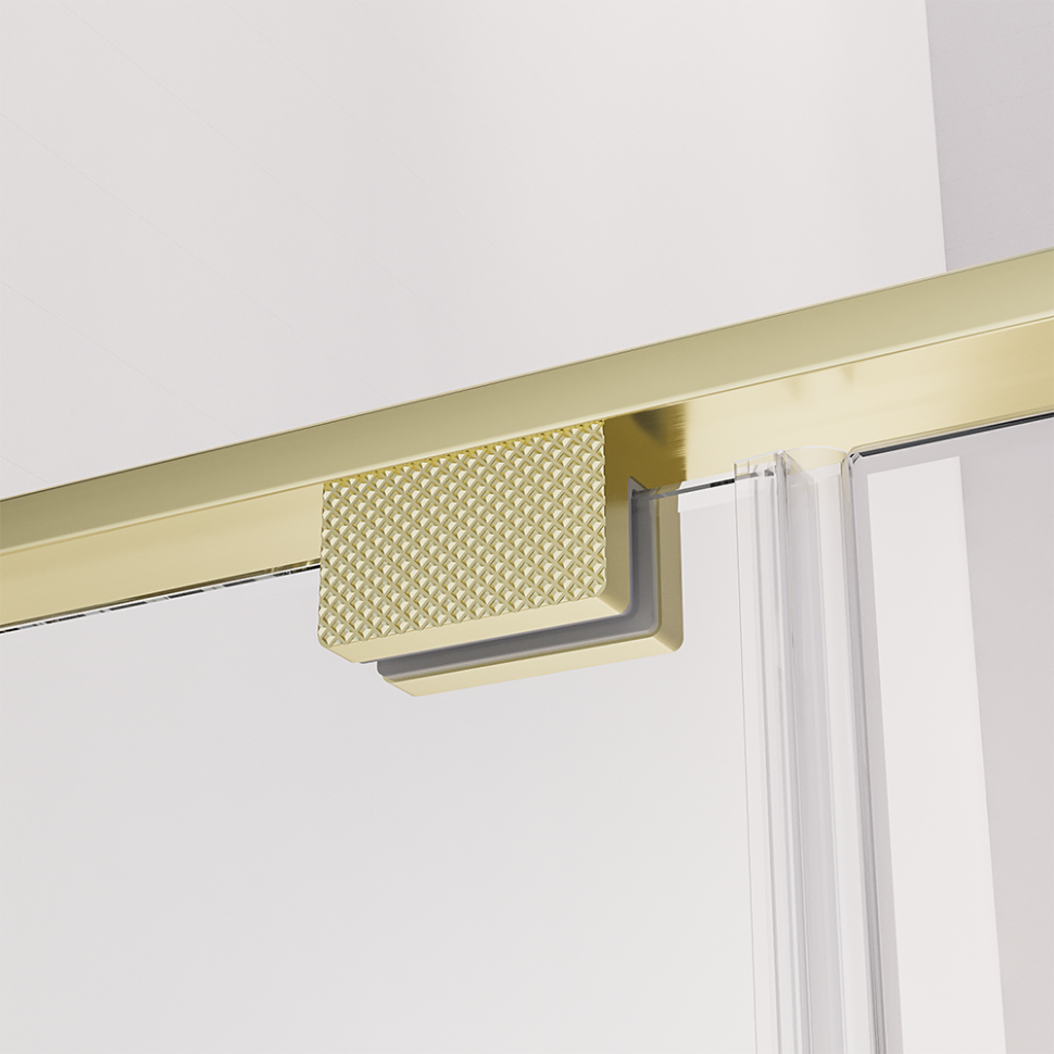 Душевой угол распашной Veconi Premium Alassio SP G, 1400х1000x2000, брашированное золото, стекло прозрачное осветленное