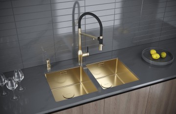 Мойка нерж. сталь NEXT 38 UNI, PM213844-LG, светлое золото, 380х440мм, Paulmark 1,2мм