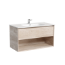 Тумба подвесная SANCOS Marmi 1.0 890х445х520 c одним ящиком оснащенным доводчиками скрытого монтажа и открытой нишей, дуб галифакс натуральный, арт. MR1.090EG