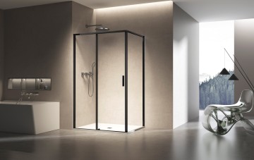 Душевой уголок Слим 8мм (Slim 8mm) VSR-6SL9014CLB, 1400*900, черный, стекло прозрачное