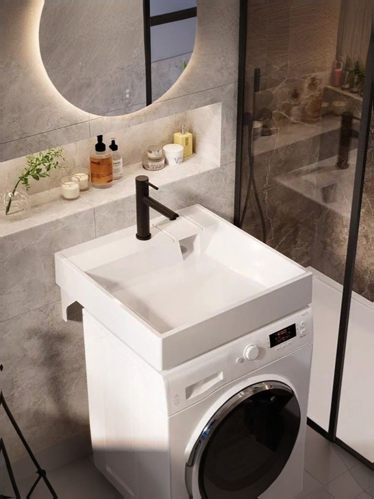 Раковина над стиральной машиной Uperwood Naomi, 60х60х11 см, белая глянцевая