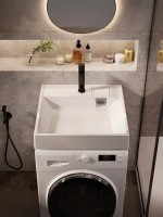Раковина над стиральной машиной Uperwood Naomi, 60х60х11 см, белая глянцевая