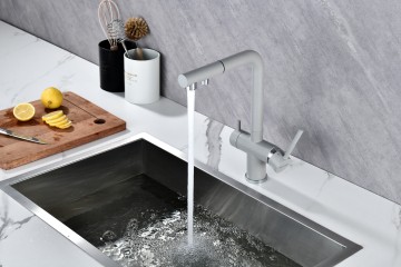 Смеситель для кухни SERPENTINE, серый дым, Se213222-GRS, Paulmark