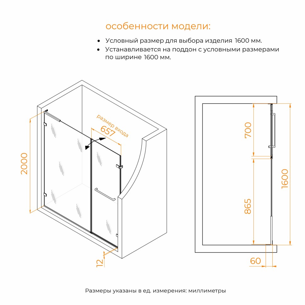 Душевая дверь RGW SV-006 (Прозрачное, 1600мм)