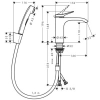 Смеситель для раковины Hansgrohe Vivenis, с гигиеническим душем 75210000 хром