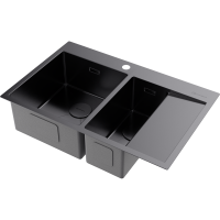 Кухонная мойка Omoikiri Akisame 78-2-L-GM нерж. сталь/вороненая сталь