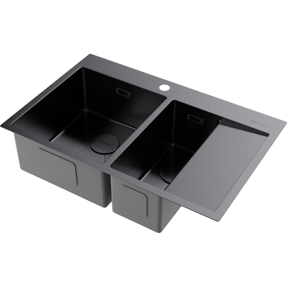 Кухонная мойка Omoikiri Akisame 78-2-L-GM нерж. сталь/вороненая сталь