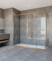 Душевой уголок Garda VSR-1G28017CLG, 1700*800, брашированное золото, стекло прозрачное