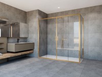 Душевой уголок Garda VSR-1G28017CLG, 1700*800, брашированное золото, стекло прозрачное