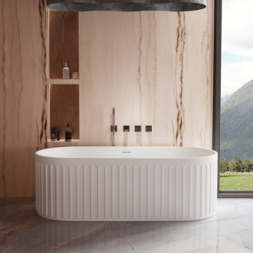 Ванна Солид Серфейс (Solid Surface) Vincea VBT-4S09MW, 1700*750*550, белый матовый, щелевой перелив
