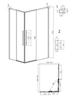 Душевое ограждение Grossman Galaxy 1/2.K33.01.10.10.00-1/2.K33.01.70.10.00 (100х70х195) раздвижная,хром,стекло прозрачное,2 места