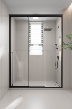 Душевая дверь раздвижная Premium Prato 300 B-R, 1000х2000, черный матовый, стекло прозрачное