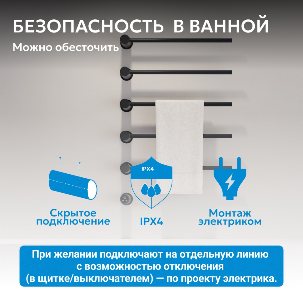 Полотенцесушитель электрический ABBER Charme AH4005MB черный матовый