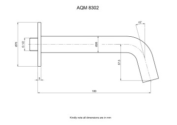 AQM8302MB Излив встраиваемый 110-180мм, латунь, черный матовый