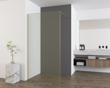 Душевая перегородка Волк-Ин (Walk-In) VSW-7HS100GWG, 1000*2000, браш.золото, стекло ламинир. с золотыми нитями