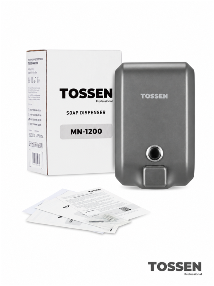 TOSSEN MN-1200 MG - механический диспенсер жидкого мыла (коллекция «Благородный графит»)