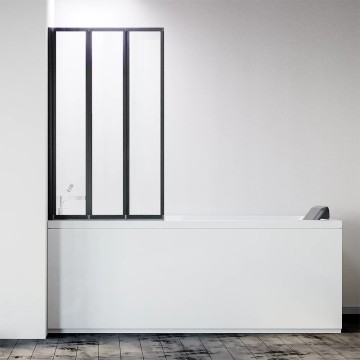 Шторка на ванну Veconi Palau PL-73BL, 1200x1500, черный, стекло прозрачное