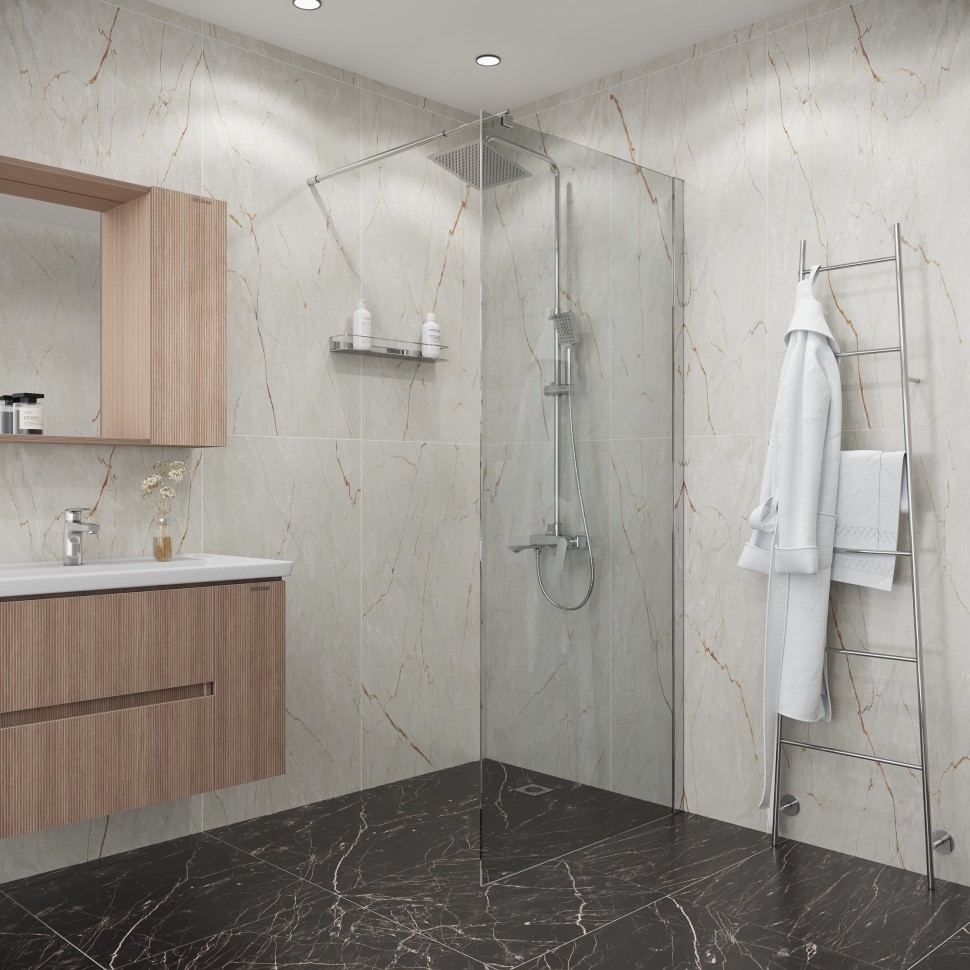 Душевая перегородка Niagara Eco NG-531-90 (90х190) хром,стекло прозрачное,1 место
