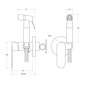 Гигиенический душ со смесителем CEZARES STYLUS-DIF-IN