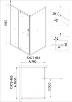 Душевое ограждение Niagara Nova NG-83-10AB-A70B (100х70х195) прямоугольник,черный,дверь распашная,стекло прозрачное,2 места
