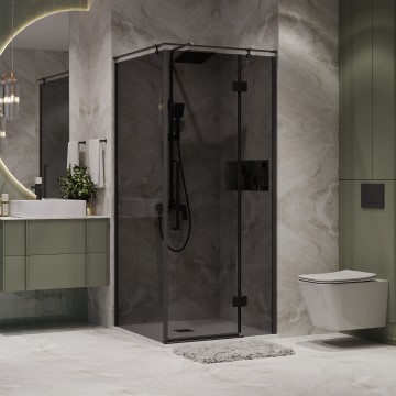 Душевое ограждение Niagara Nova NG-2831-34BLACK (90х90х195) квадрат,черный матовый,дверь распашная,стекло тонированное,1 место