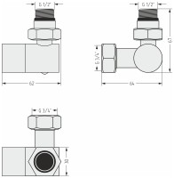 Вентиль 3D правый под шестигранник (G 1/2&quot; НР х G 3/4&quot; НГ)
