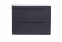 Тумба подвесная STYLE LINE "Бергамо мини 70" (2 ящ.) Люкс антискрейтч черный, PLUS с раковиной Каре Люкс МИНИ 700х350