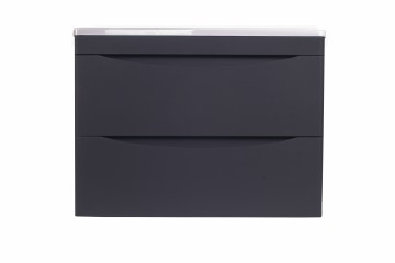 Тумба подвесная STYLE LINE "Бергамо мини 70" (2 ящ.) Люкс антискрейтч черный, PLUS с раковиной Каре Люкс МИНИ 700х350