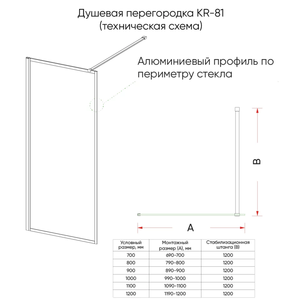 Душевая перегородка KR81GF-100-08-C8