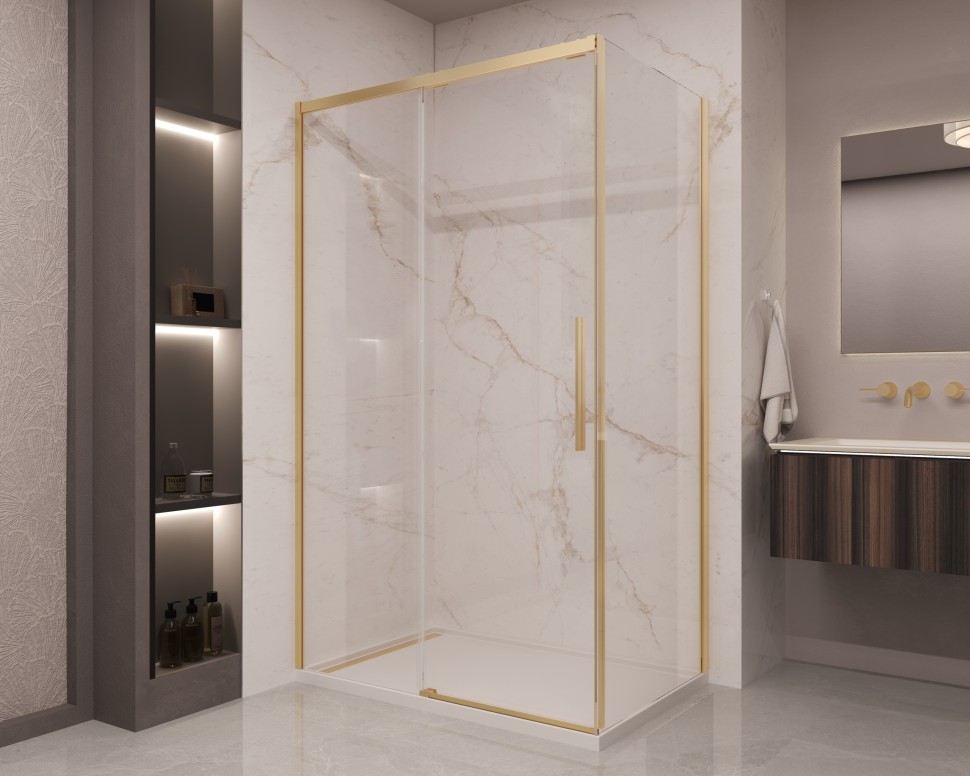 Душевой уголок Стелла (Stella) VSR-1ST1012CLG, 1200*1000, брашированное золото, стекло прозрачное