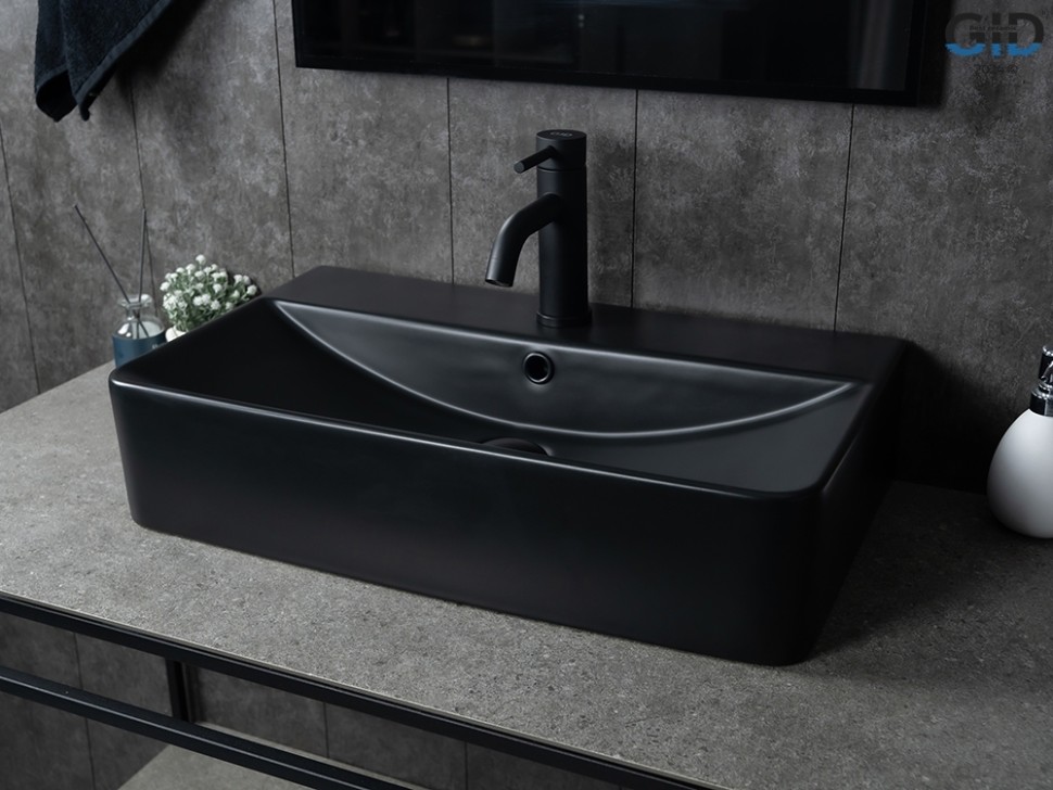 Раковина Gid Bm1344 53361 накладная черная матовая 61x35.5x14