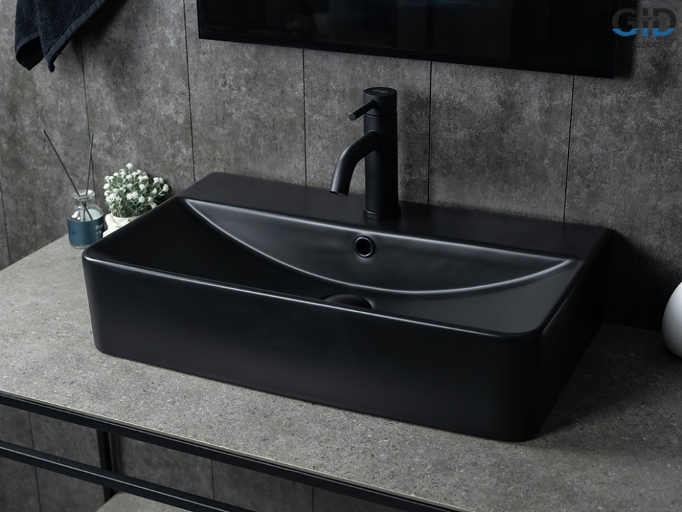 Раковина Gid Bm1344 53361 накладная черная матовая 61x35.5x14