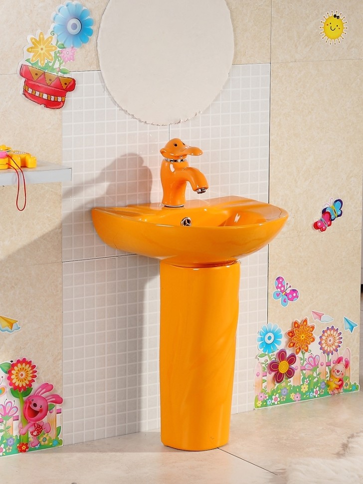 Раковина Gid Nb192-OR 69906 накладная с пъедесталом оранжевая 43x36x51