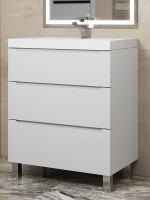 Тумба под раковину 60 см, Uperwood Tanos, напольная, белая, 3 ящика