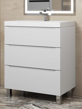 Тумба под раковину 60 см, Uperwood Tanos, напольная, белая, 3 ящика
