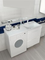 Раковина над стиральной машиной Uperwood Марсал 120х48,6х15 см, белая, правая, крыло слева