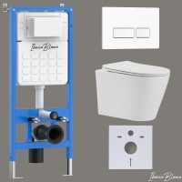 Комплект 3в1 IBERICA BLANCA инсталляция SILENCIO, унитаз BURGOS ALTO белый, кнопка смыва ESTI-R белый глянцевый (IB001.BRA.231.211)