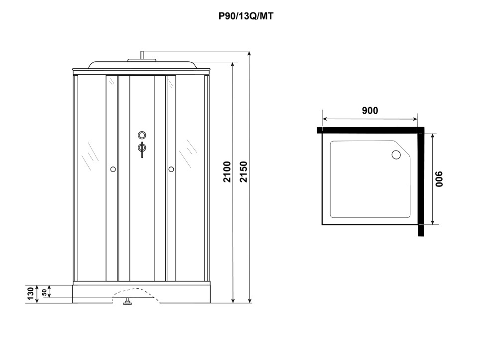 Душевая кабина Niagara Promo P90/13Q/MT (90х90х215) 3 места