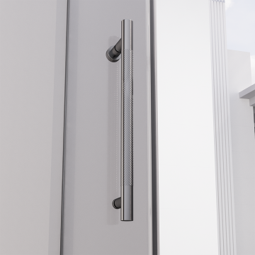 Душевая дверь распашная Veconi Premium Alassio GR, 1400х2000, брашированный графит, стекло прозрачное осветленное