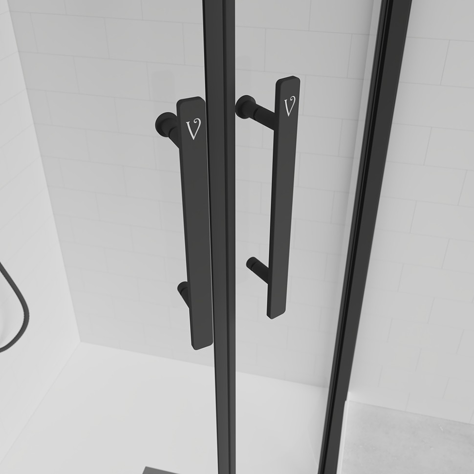 Душевой угол Veconi Evo 200 B, 1000х900x1950, черный матовый, прозрачное стекло