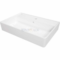 Керамическая раковина, на столешницу/настенная, с бортиком для смесителя - 61x41 cm