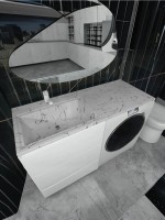 Раковина над стиральной машиной Uperwood Марсал 120х48,6х15 см, белый мрамор, левая, крыло справа