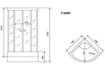 Timo Standart T-6690 Silver Fabric душевая кабина (90*90*220), турецкая баня хамам