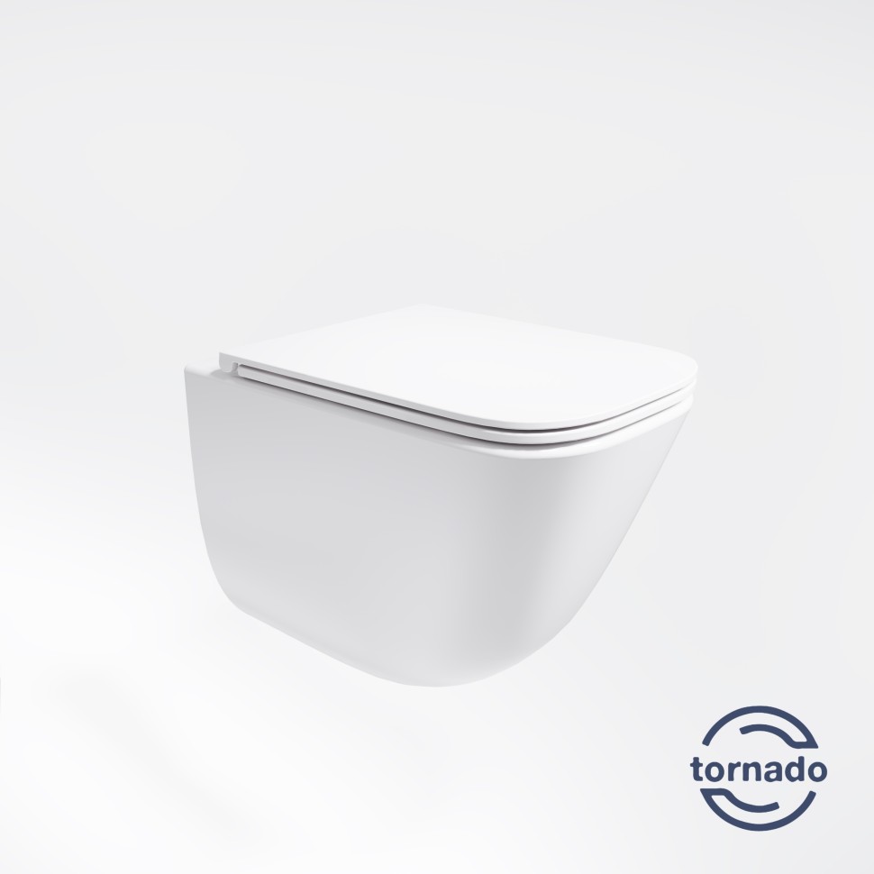 Унитаз подвесной Demi VT1-55T Tornado, цвет белый, ультратонкое soft-close сиденье
