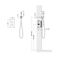 Смеситель встроенный с гигиеническим душем с термостатом Timo Petruma 5089/00SM хром