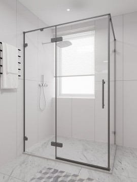Душевой угол распашной Veconi Premium Alassio SP GR, 1200х800x2000, брашированный графит, стекло прозрачное осветленное