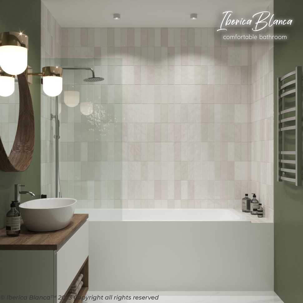 Шторка для ванны IBERICA BLANCA Mod.405 неподвижная прозрачное стекло/черный 70х140см (IB405.SB.140.70)