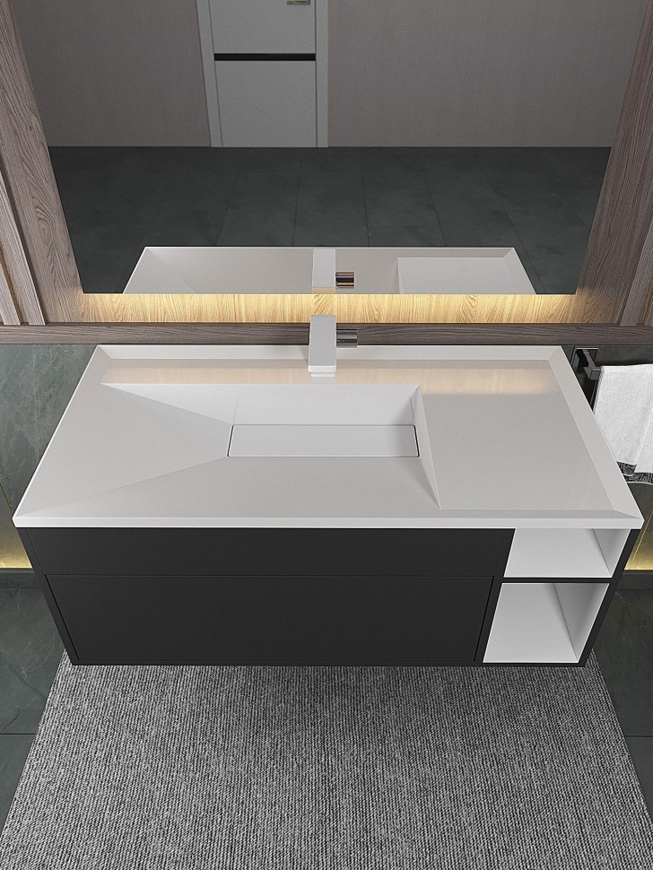 Раковина для ванной полувстраиваемая Uperwood Lotus 100 см, прямоугольная, белая глянцевая