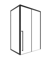 Timo Душевая дверь TDSS-140/03C-8L, раздвиж 1400*2000, проф черный + торцевое стекло TSS-1000/03C-8 1000*2000, проф черный